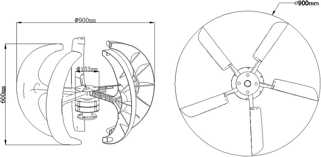 1000W-3000W Vertical Wind Turbine Generator, 5 Blades Home Use Wind Turbine Low Noise for Garden Home12v 24V 48V (with Controller)