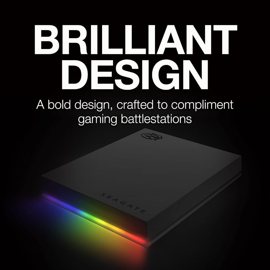 Seagate FireCuda Gaming Hard Drive External Hard Drive 1TB - USB 3.2 Gen 1, RGB LED lighting for PC and Mac with Rescue Services, Multicolor (STKL1000400)