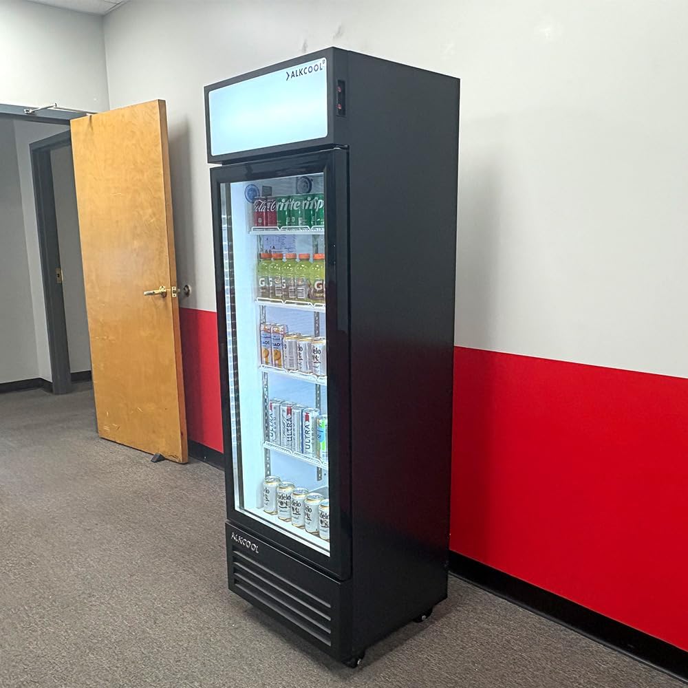 Commercial Beverage Refrigerator Display Fridge,9 Cu Ft Tall Small Single Door Merchandiser Drink Cooler with LED Light Adjustable Shelves,ETL Sanitation