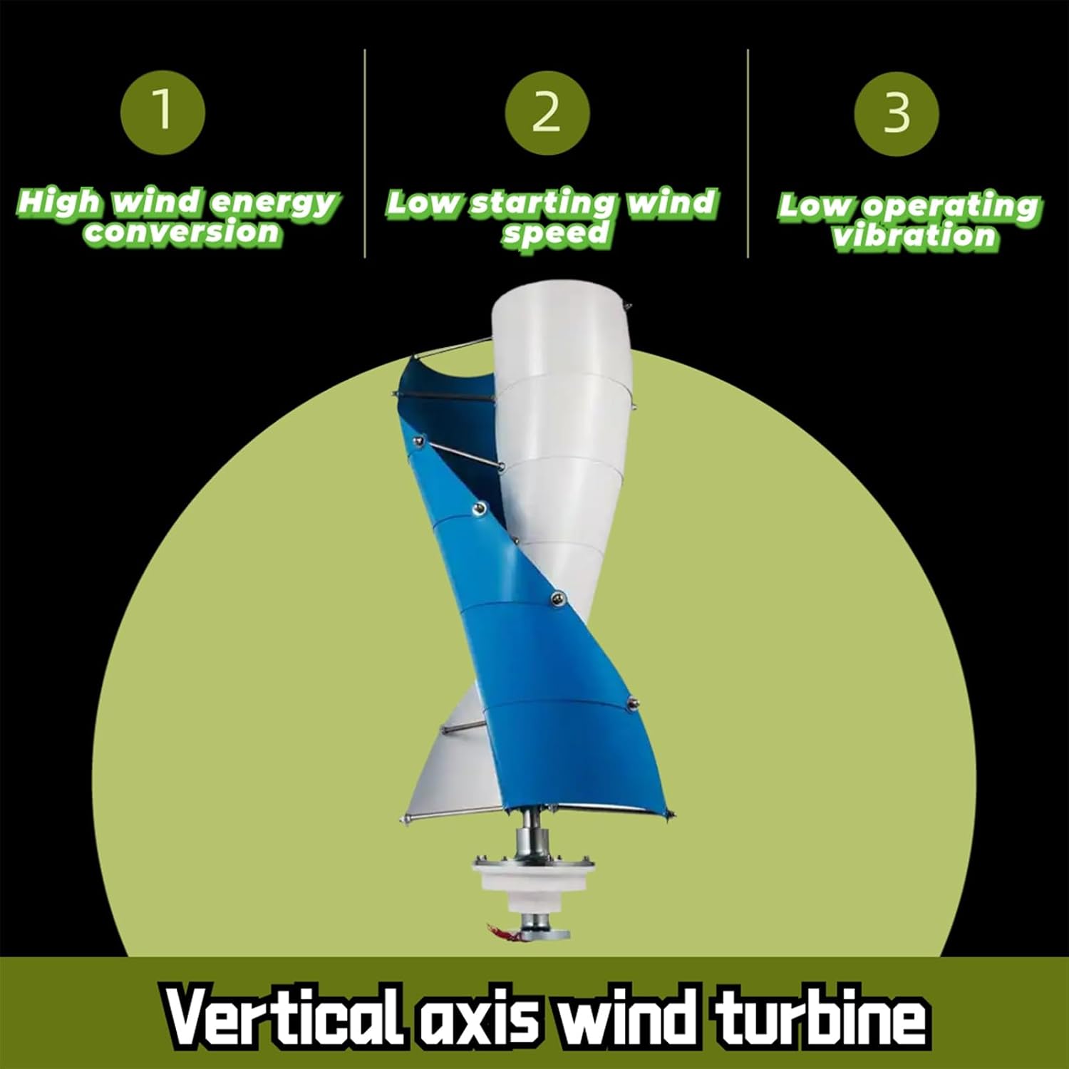 3000W Wind Turbine Generator Kit 12V 24V 48V 96V 120V Vertical Axis Wind Turbine Generator with Controller and Inverter Free Energy Windmill Home Use Three Phase Generator(12V)