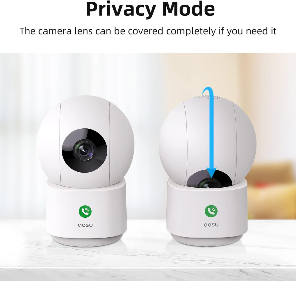 AOSU Security Cameras Outdoor Wireless, 2 Cam-Kit, No Subscription 2K Security Camera Indoor, Baby Monitor Pet Camera 360-Degree for Home Security