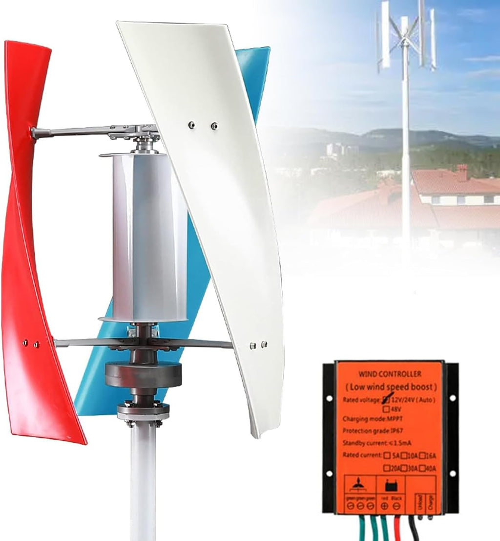 3000W Vertical Axis Wind Turbine Generator with Charge Controller, Wind Vertical Axis Turbine Generator AC Permanent Magnet Generator Wind Turbine Kit for Home Boat Marine Monitoring,12V