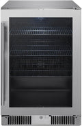 Blaze 20-Inch 4.5 Cubic Feet Outdoor Rated Beverage Cooler with Lock, Reversible Glass Door, Digital Thermostat, and Stainless Steel Exterior Finish - BLZ-GDBEV20-4.5