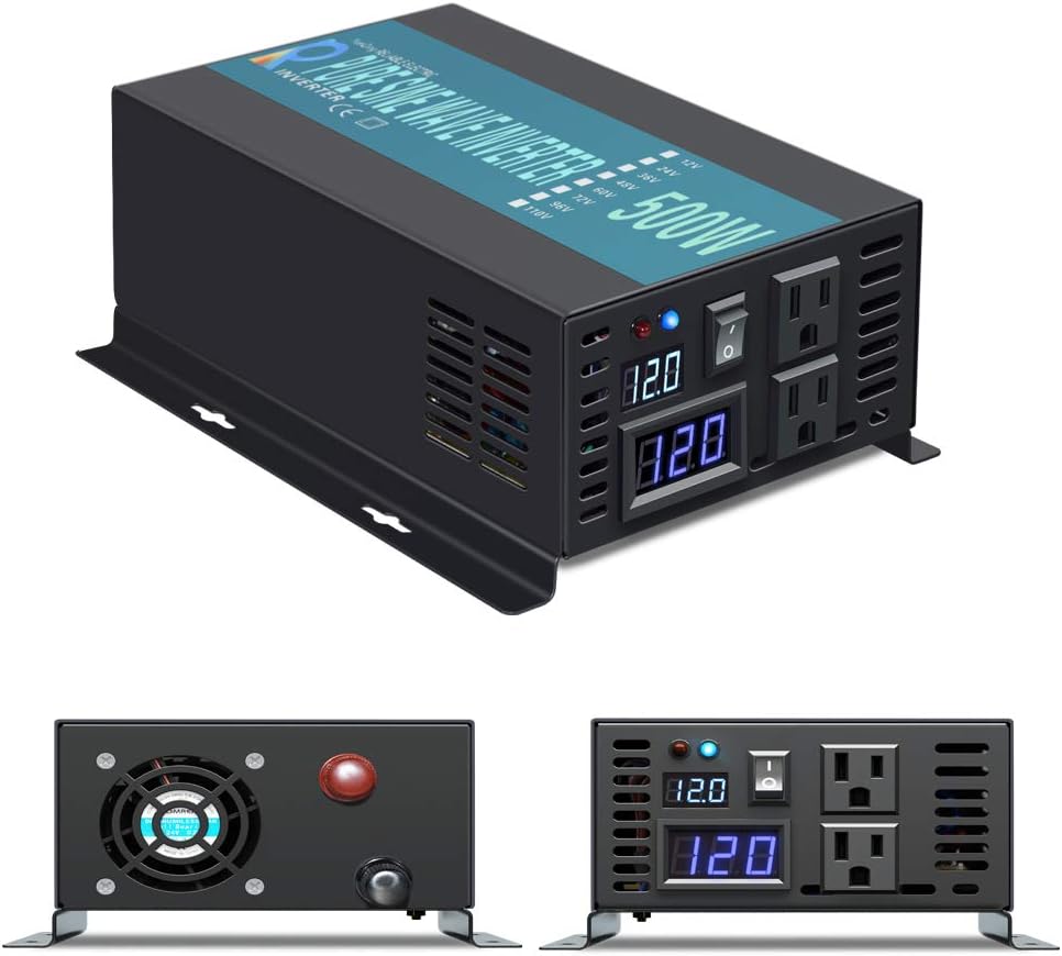 WZRELB RBP-500S-LED 500w Pure Sine Wave Solar Power Inverter 12v 120v 60hz(Black)