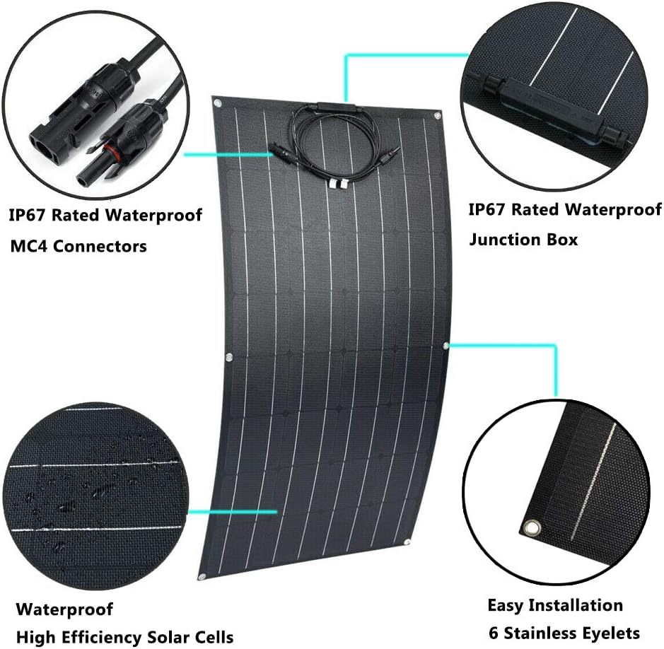 600 Watts Wind Solar Powered Kit - 200W ETFE Flexible Monocrystalline Solar Panel for RV Boat Truck + 400W 24V Wind Turbine Generator + Hybrid Controller + Solar Extension Cable