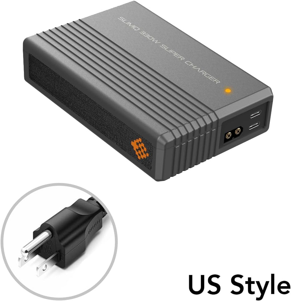 330W 20V 16.5A Gaming Laptop Charger – Multi-Port Power Adapter Power Supply AC Adapter with 1 DC & 2 USB-C Ports, Compatible with Dell, MSI, Lenovo, HP, Razer, Asus, Acer (Without DC Adapter)