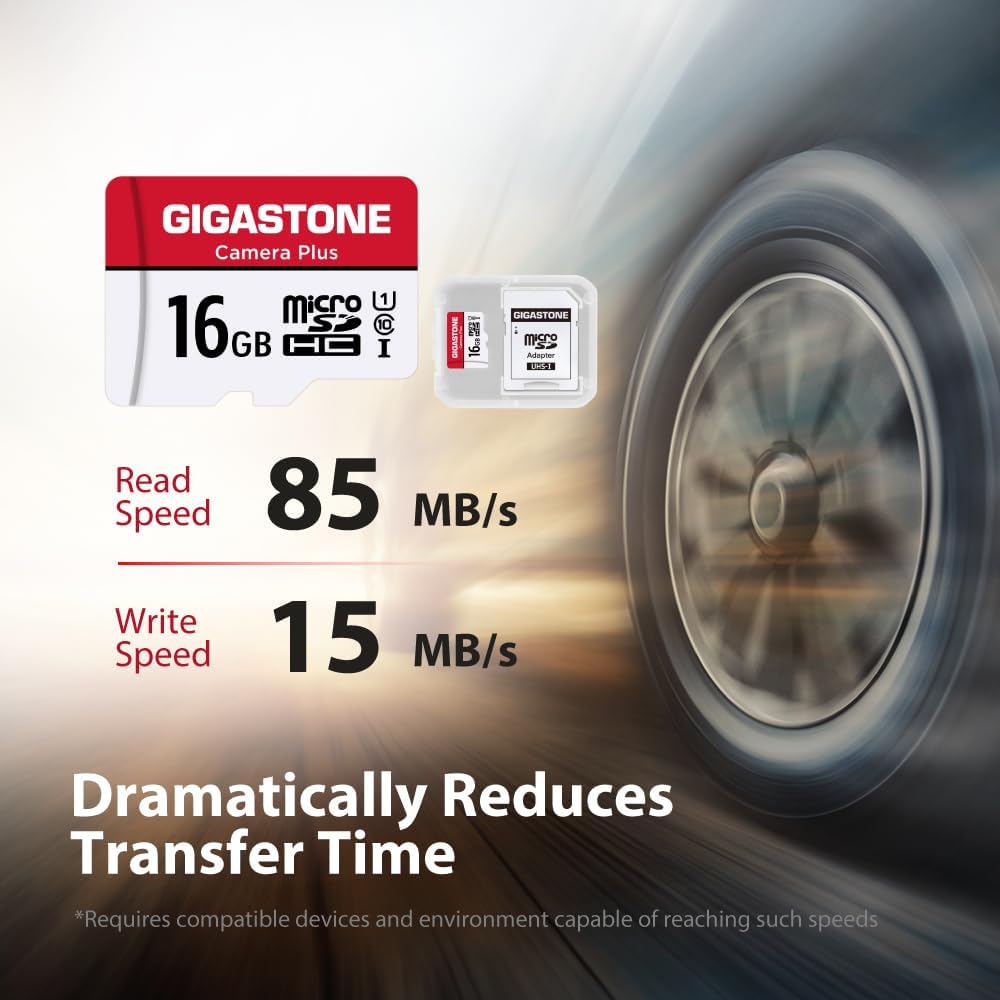 GIGASTONE 16GB Micro SD Card 10-Pack, Camera Plus, MicroSDHC Memory Card for Wyze Cam, Security Camera, Full HD Video Recording, UHS-I U1 Class 10, up to 85MB/s, with MicroSD to SD Adapter