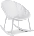 2xhome Patio Rocking Chair | Oval Egg Shaped Lounge Rocker | All Weather Plastic | Modern Accent Side Chair for Indoor or Outdoor Use, White, Single, Set of 1