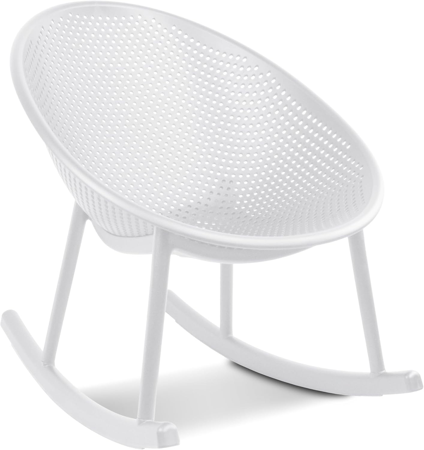 2xhome Patio Rocking Chair | Oval Egg Shaped Lounge Rocker | All Weather Plastic | Modern Accent Side Chair for Indoor or Outdoor Use, White, Single, Set of 1