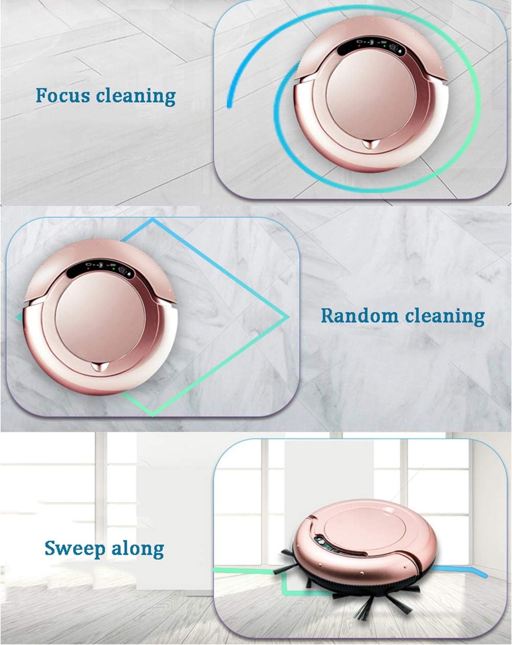 Robot Vacuum Cleaner 2 in 1 Sweeping and Mopping 7.5cm Ultra Slim Low Noise 1200Pa Suction Robotic Vacuum Cleaner with Drop Sensor, Auto Sweeper for Pet Hair, Carpet,WHI