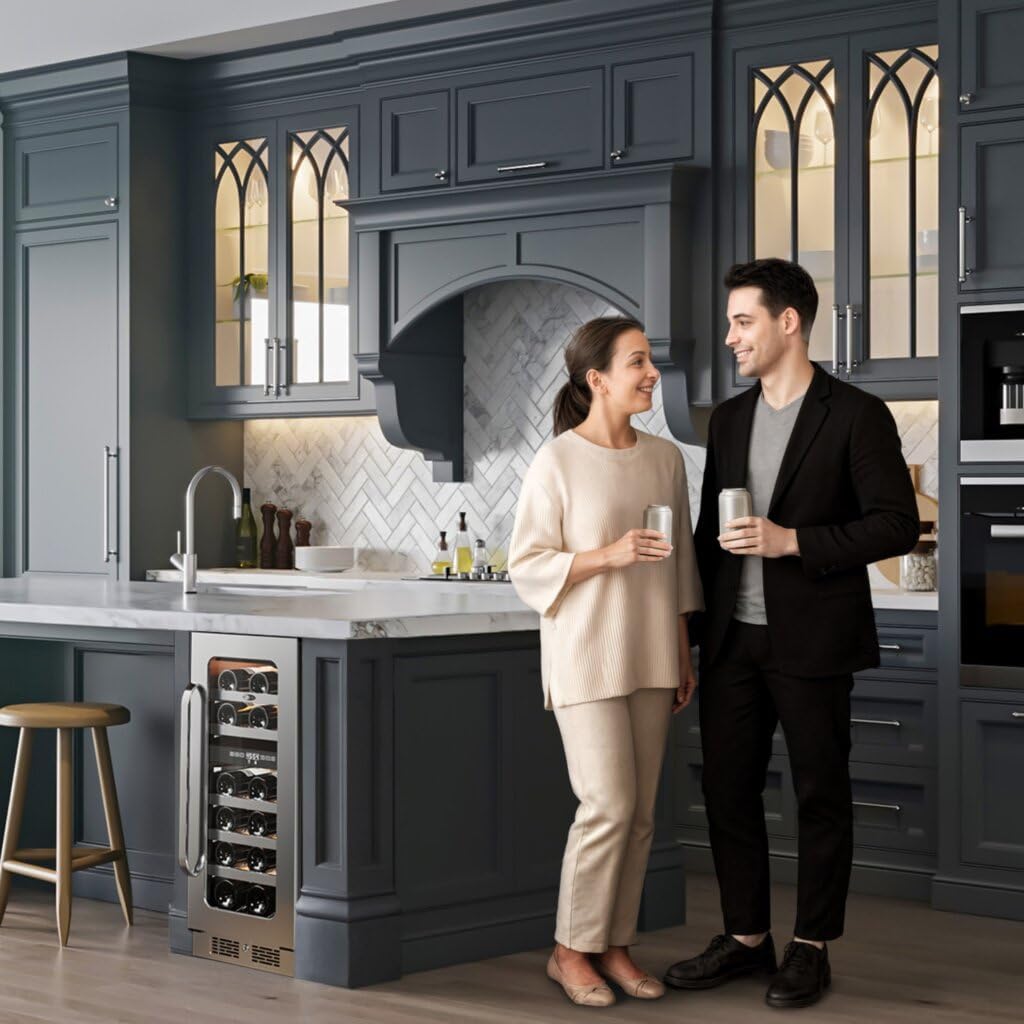 Whynter BSR-029DW 15 inch Built-ln 29 Bottle Undercounter Stainless Steel Wine Fridge with Reversible Door, Digital Control, Lock, and Carbon Filter
