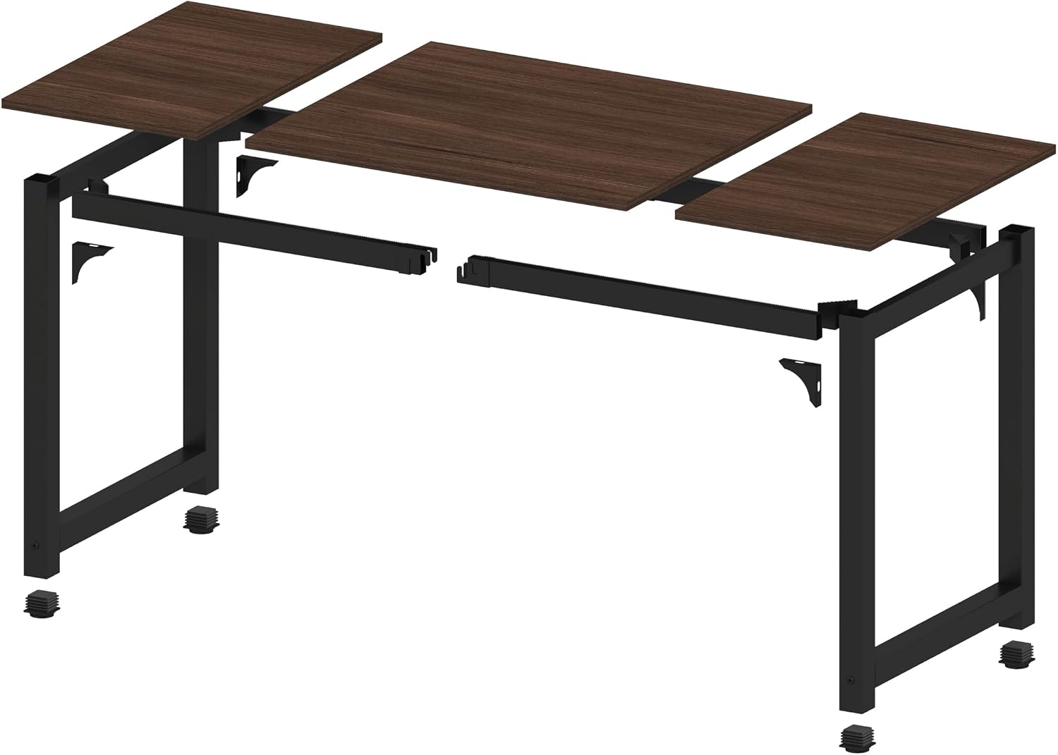 NSdirect Large Office Desk for Home Office, Large 63' Computer Desk Table, Wide Writing Study Desk for 2 Person, Metal Sturdy Frame Thicker Steel Legs, Black Chocolate