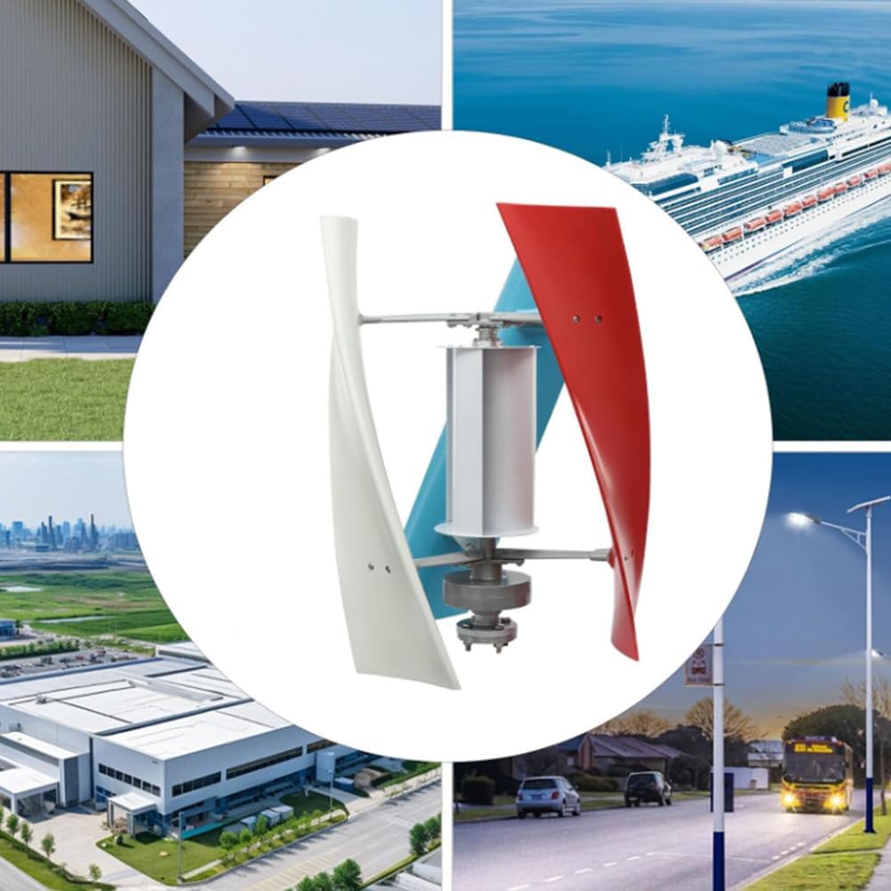 100W-3000W Vertical Wind Turbine Permanent Magnet Generator Kit, 3 Blades Low Noise Windmill with Controller for Home Boats Cabins Mobile Homes (48V),12V