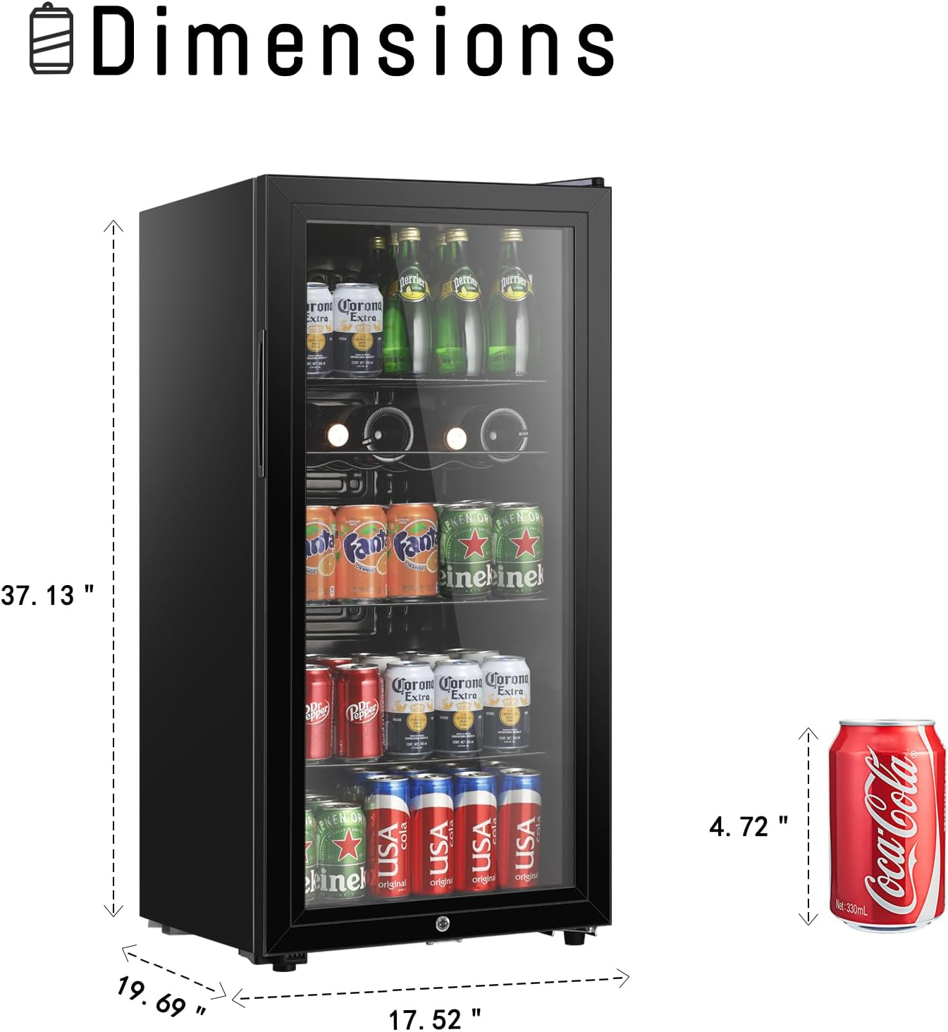 HAILANG 4.5 cu.ft Beverage Refrigerator Cooler, Mini Fridge with Glass Door for Beer Soda or Wine, Perfect for Home,Bar, Office