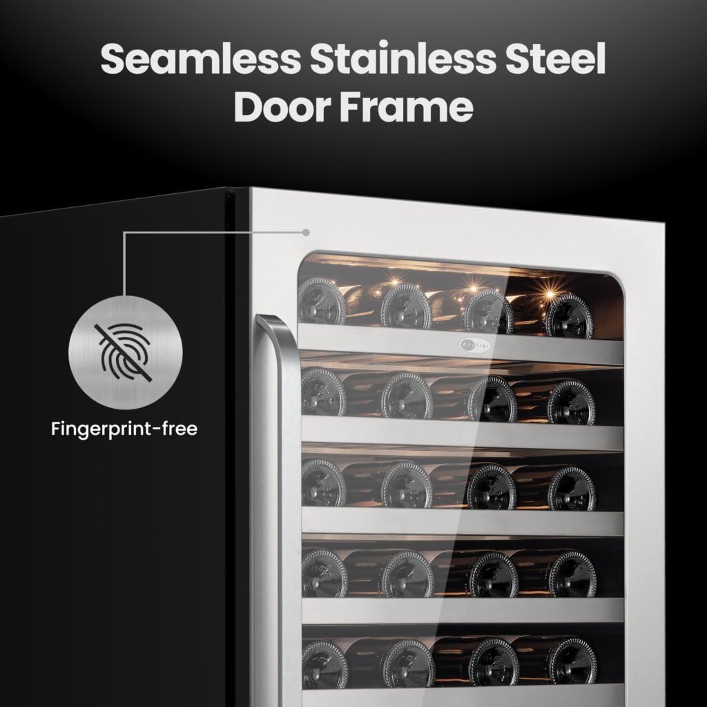Whynter BSR-054SW 24 inch Built-ln 54 Bottle Undercounter Stainless Steel Wine Fridge with Reversible Door, Digital Control, Lock, and Carbon Filter
