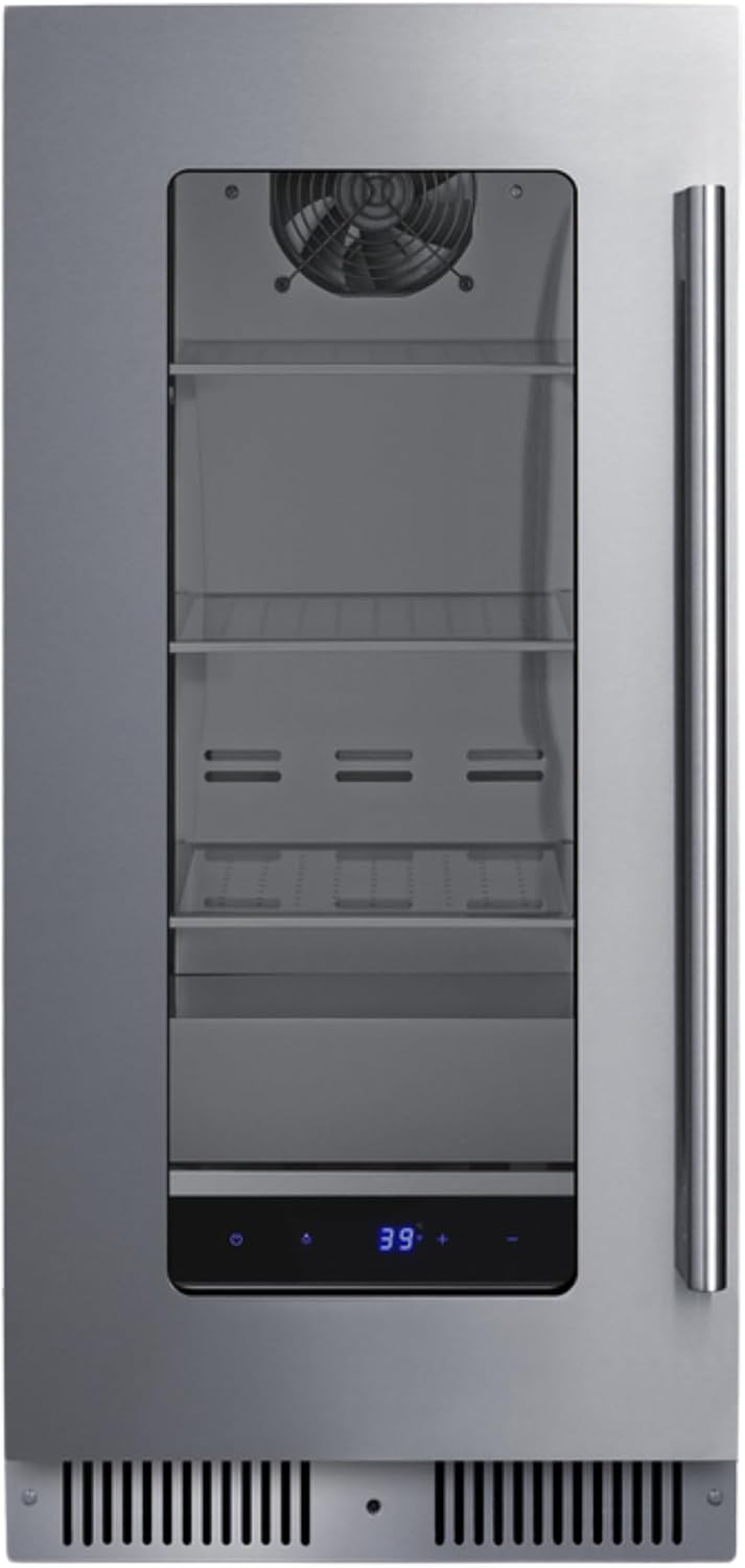 Summit 15' Built-In Beverage Center, Shallow 18' Depth Refrigerator, Commercial Approved, Stainless Steel - SDHG1533LHD (Left Handed Door Swing)