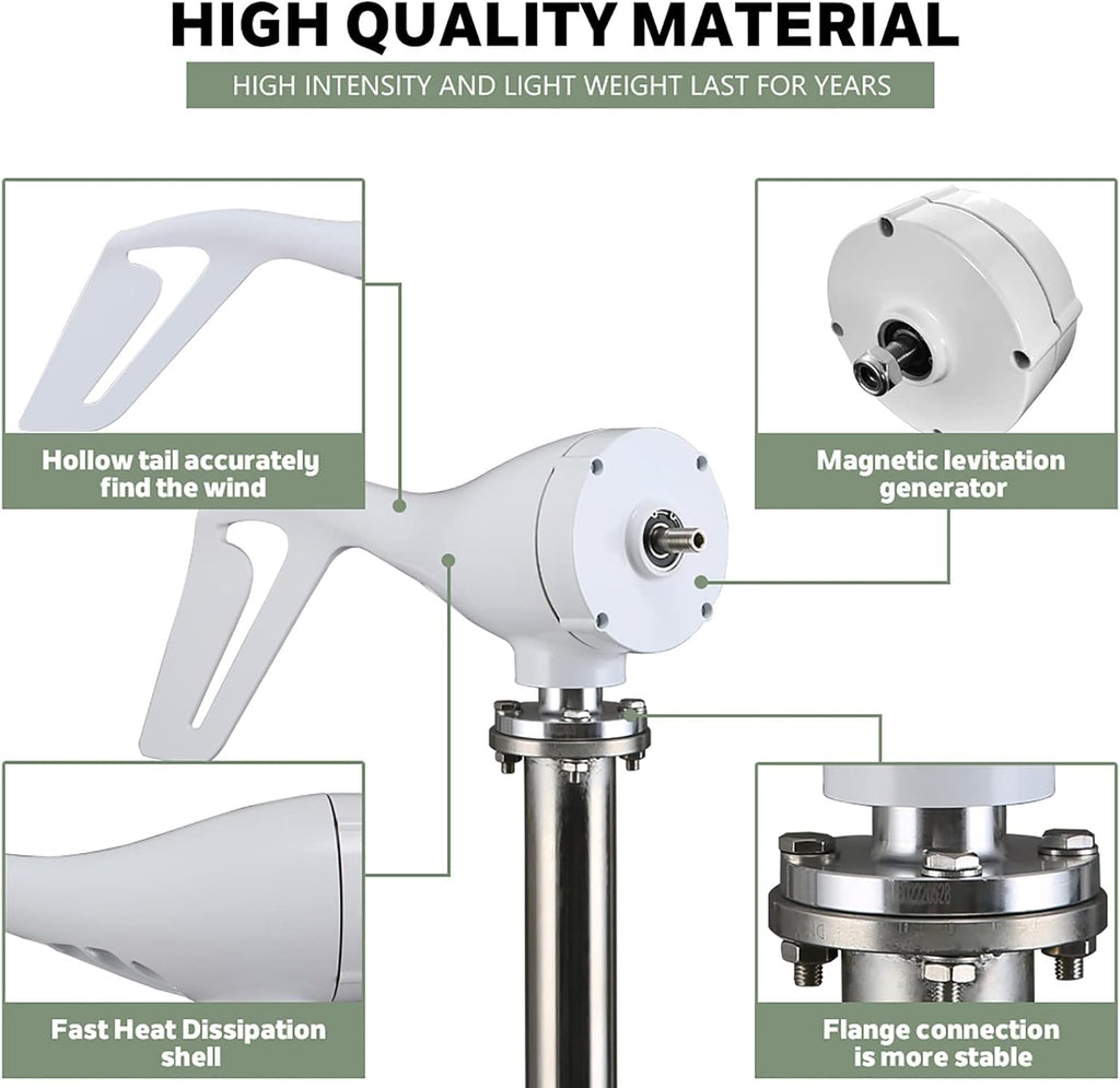 3000W-6000W Wind Turbine Generator, 110V/220V 8 Blades Alternator Three-Phase Vertical Axis Windmill with Mppt Controller