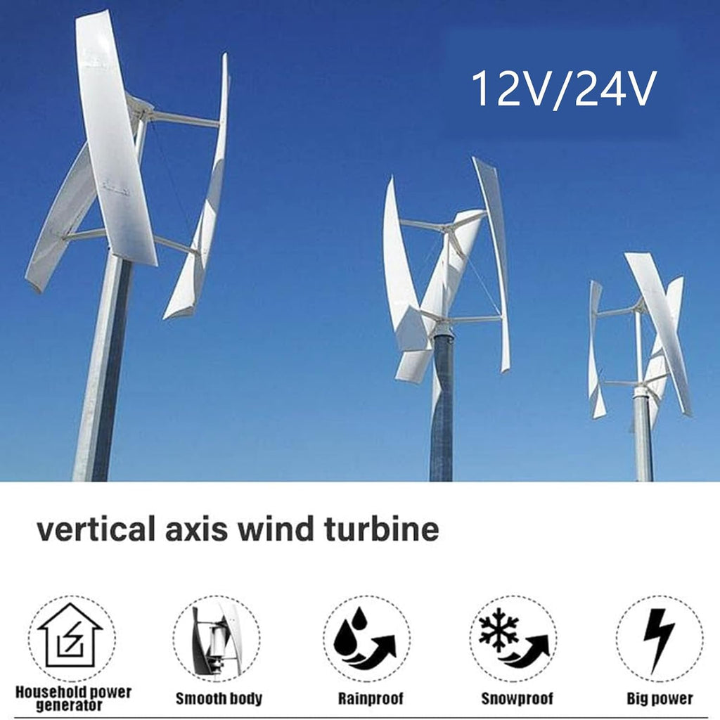 Wind Turbine, 12v 24v 3000w Noiseless Vertical Small Free Energy Wind Generator Home Portable Vertical Wind Turbine,12V