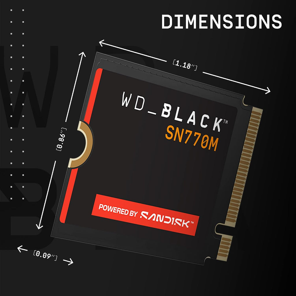WD_Black SN770M 1TB M.2 2230 NVMeSSD - PCIe Gen 4.0, Speeds up to 5150 MB/s, for Handheld Gaming Devices and Compatible laptops, TLC 3D NAND, Great for Asus ROG Ally, Steam Deck, Microsoft Surface