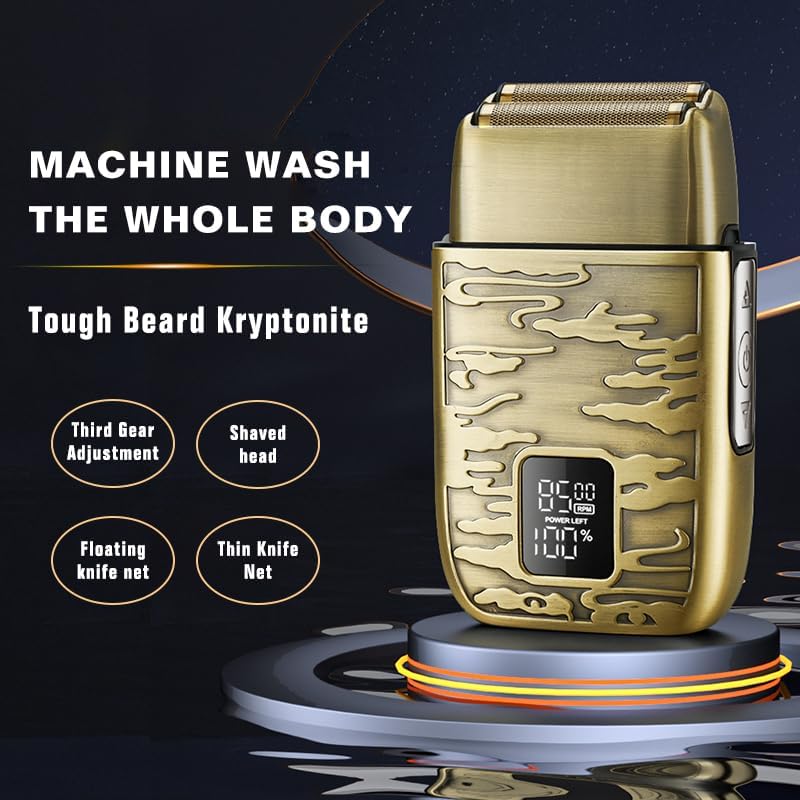 Electric Razors for Men, All Metal Digital Display Men's Electric Shaver Full Body Washing Household Electric Razor Hair Salon Bald Hair Clipper