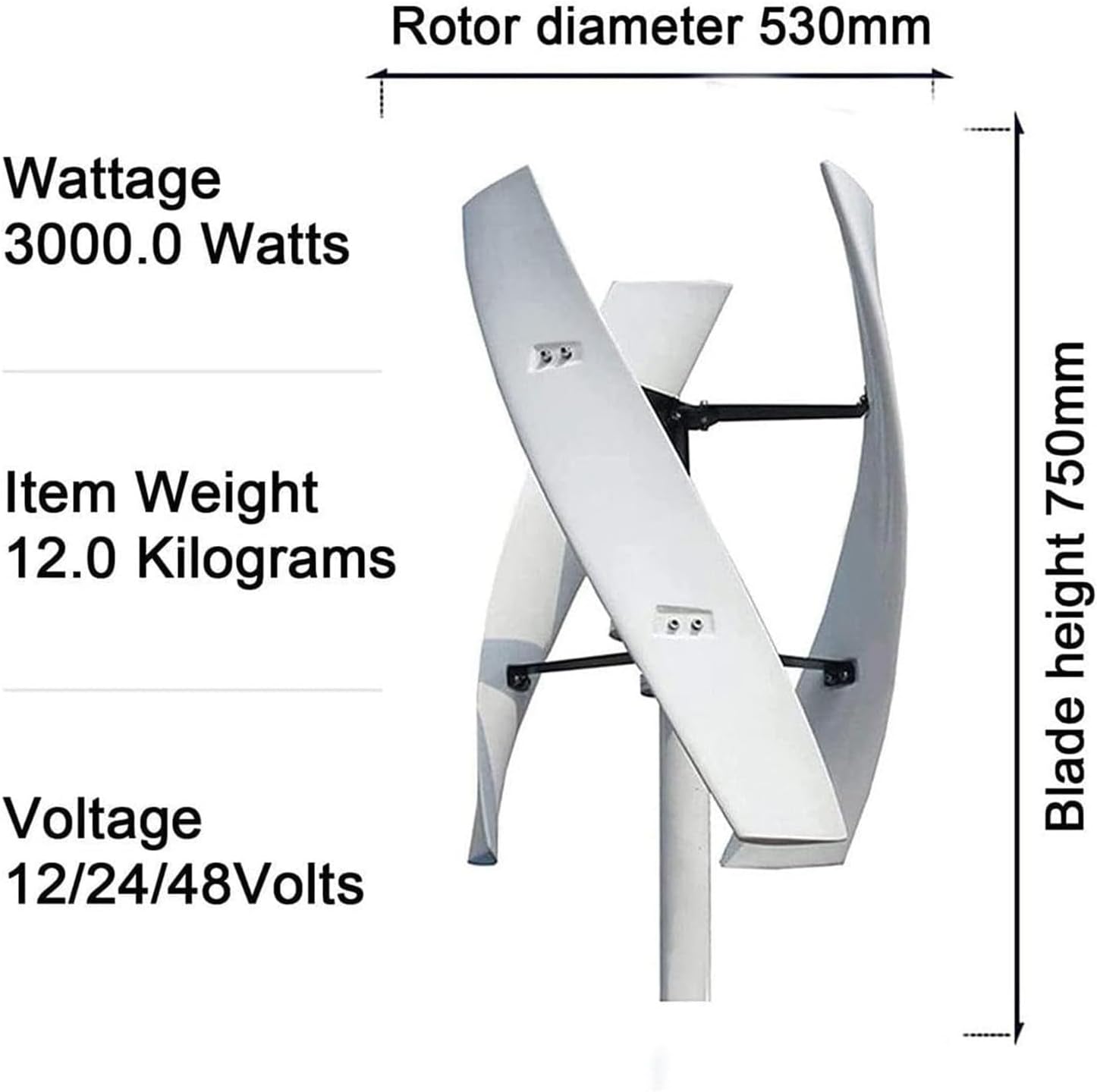 Vertical Axiss Magnetic Levitation Wind Turbine Windmill,Portable Wind Turbine Generator for Terrace,Maintaining a Large Amount of Power,Marine,Motor Home,3000W-24V