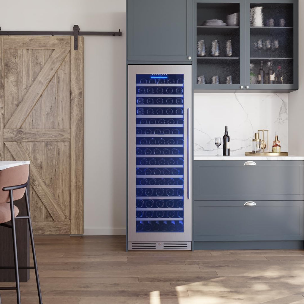Zephyr Presrv 24 Inch Wine Fridge Full Size Single Zone - Tall Wine Cooler Cellars Large Cabinet Wine Refrigerator Home Bar Chiller Freestanding with Glass Door for 148 bottles 750ml