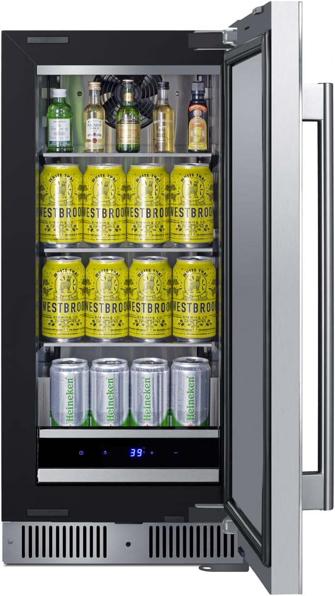 Summit 15' Refrigerator, 1.8 cu.ft. Capacity, Built-in Refrigerator Undercounter, Shallow 18' Depth, Stainless Steel- SDHR1534