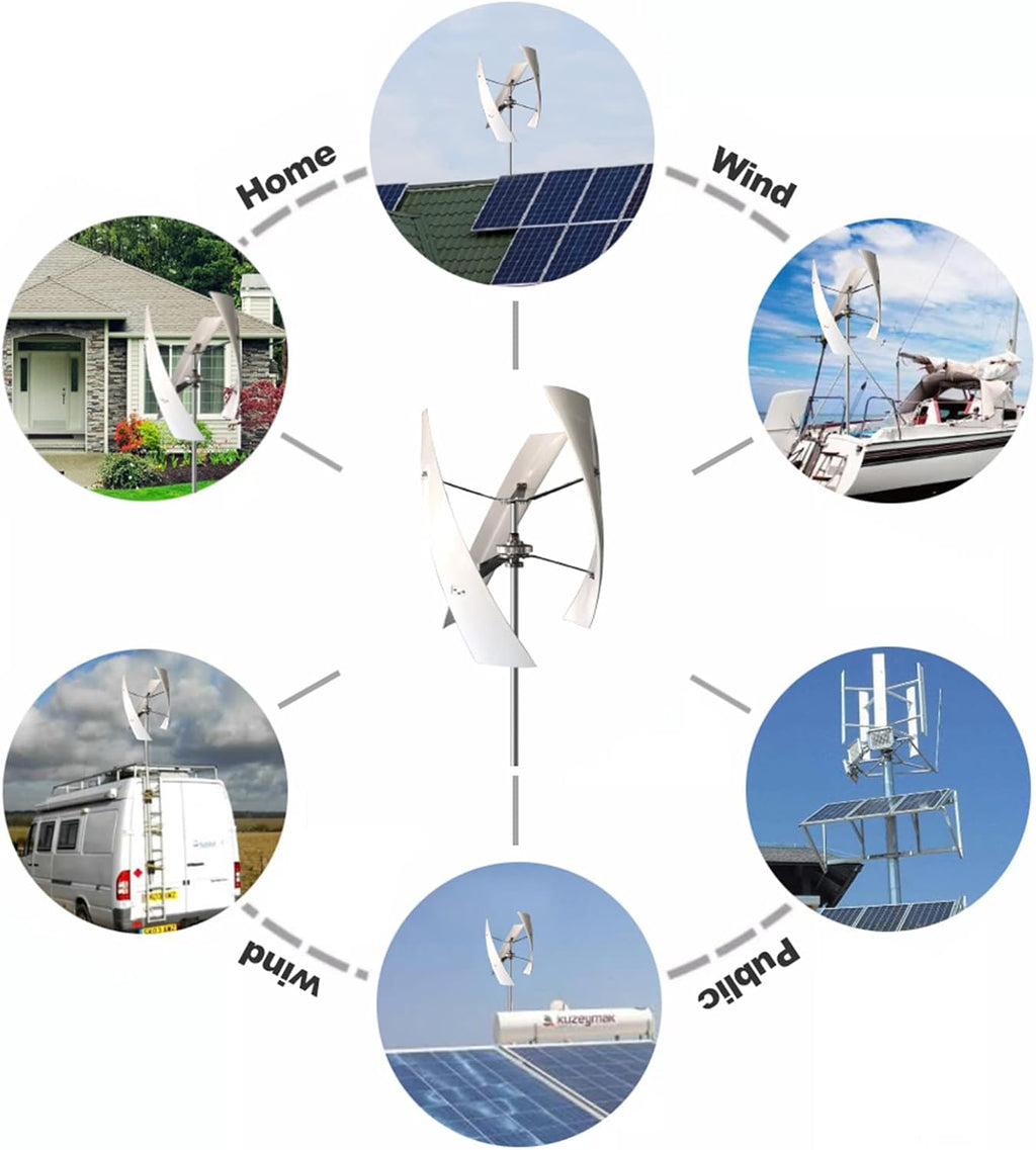 White Vertical Wind Turbines Generator,3000W with Controller Vertical Axis Wind Turbine for Home Wind (12V 24V 48V 220V Optional)