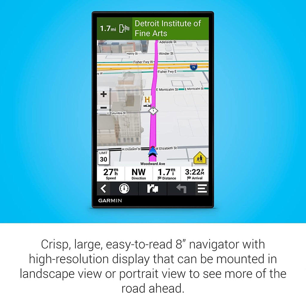 Garmin DriveSmart 86 8-inch Bright Crip Glass Screen Car GPS Navigator (010-02471-00) (Renewed)