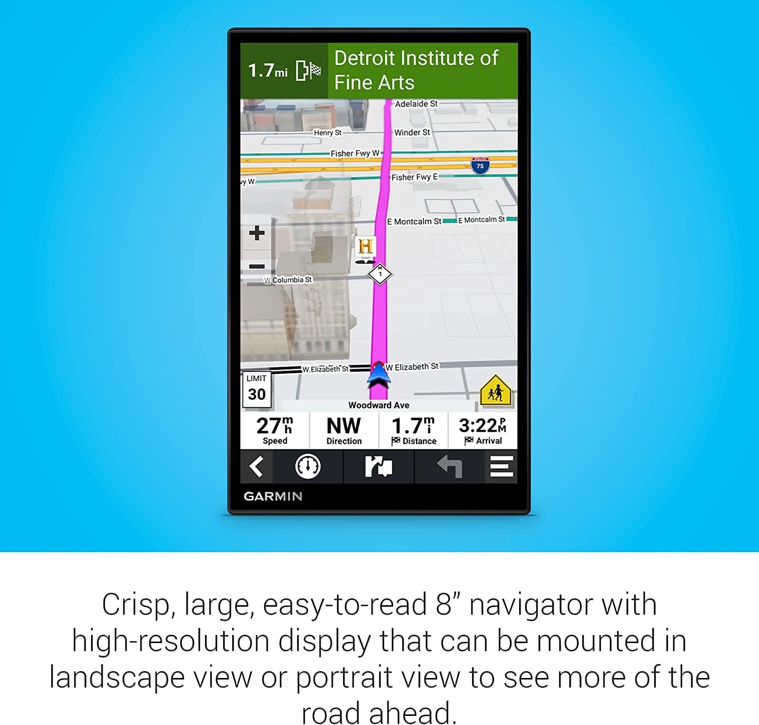 Garmin DriveSmart 86 8-inch Bright Crip Glass Screen Car GPS Navigator (010-02471-00) (Renewed)