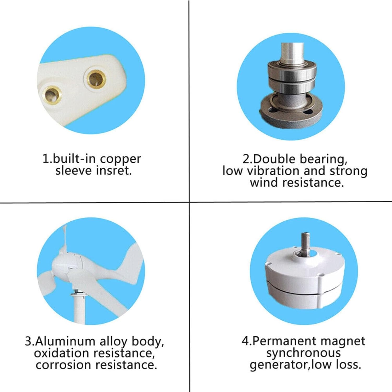 12V 24V 48V Wind Turbine Generator Kit 3000W Windmill with MPPT Controller Inverter Kit Wind and Solar Hybrid Power Generation System (Color : 12V)
