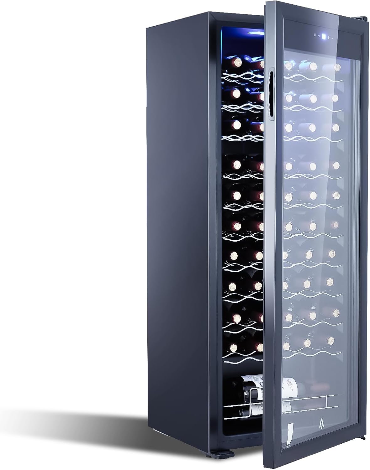 Wine Cooler 55 Bottle, Beverage Refrigerator with Glass Door, Adjustable Shelves & Digital Temperature Display (41–64℉), Quiet Freestanding Mini Fridge for Wine, Beer, Soda & Drinks—Home, Bar