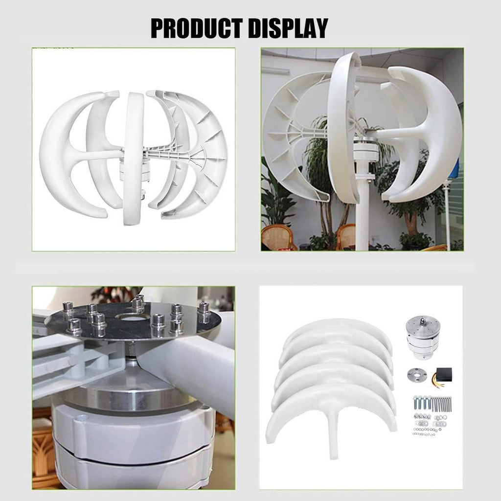 3000W Residential Wind Turbines Generator Kit,Permanent Magnet Wind Turbine 12V 24V 48V 220V with Controller Vertical Wind Turbines Generator for Home Camping