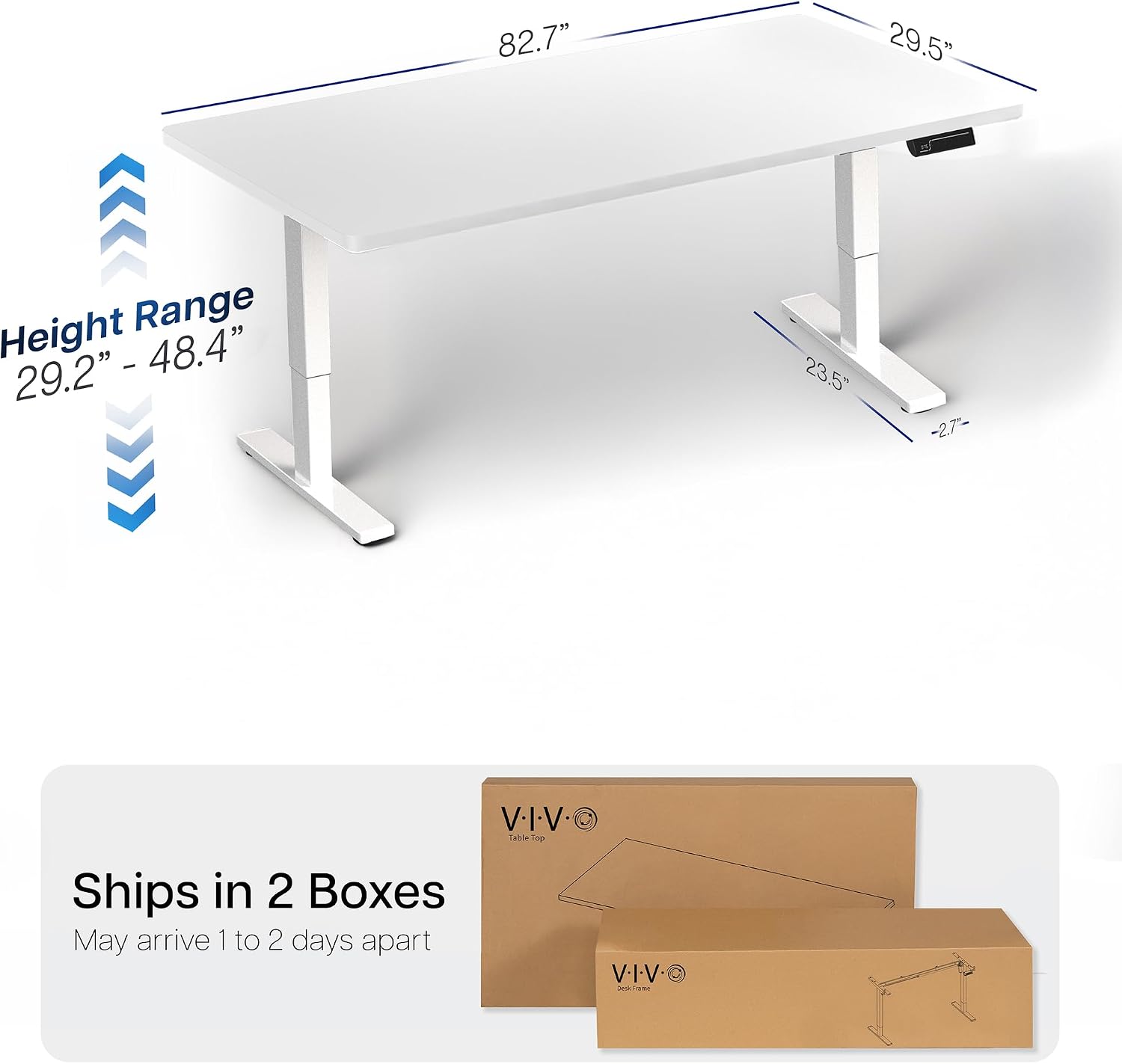 VIVO Large Electric 83 x 30 in Standing Desk, Memory Height Adjustment, 1B Series, Holds 220 lbs, White Top White Frame, DESK-KIT-1W8W