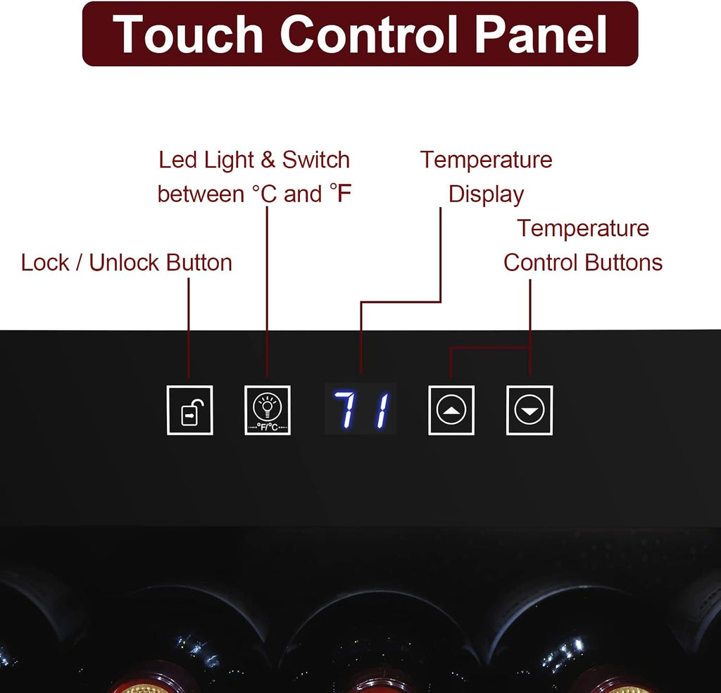 Winado Wine Cooler Refrigerator, 34 Bottle Freestanding Compressor Wine Cooler w/Digital Temp Control, Mini Wine Fridge with Double-Layer Glass Door & Removable Shelves