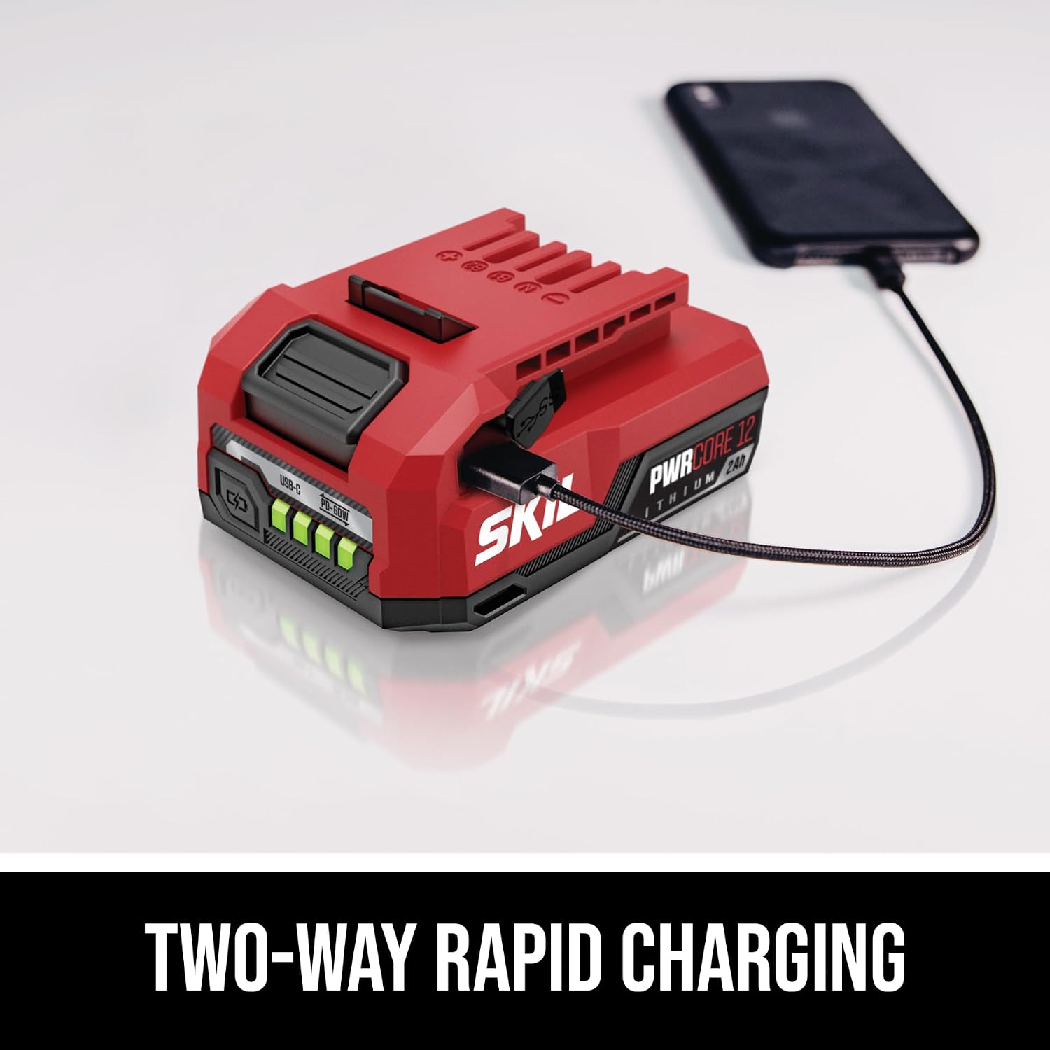 SKIL PWR CORE 12 Brushless 12V 3/8-Inch Ratchet Wrench Kit, Includes 2.0Ah USB-C Battery and 20W Charger - RW5763A-11