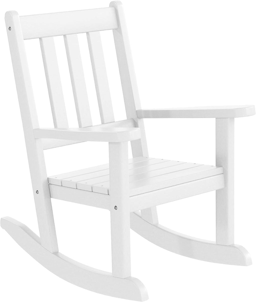 WestinTrends Malibu Outdoor HDPE Plastic Preschool Toddler Rocking Chairs (Set of 2), White