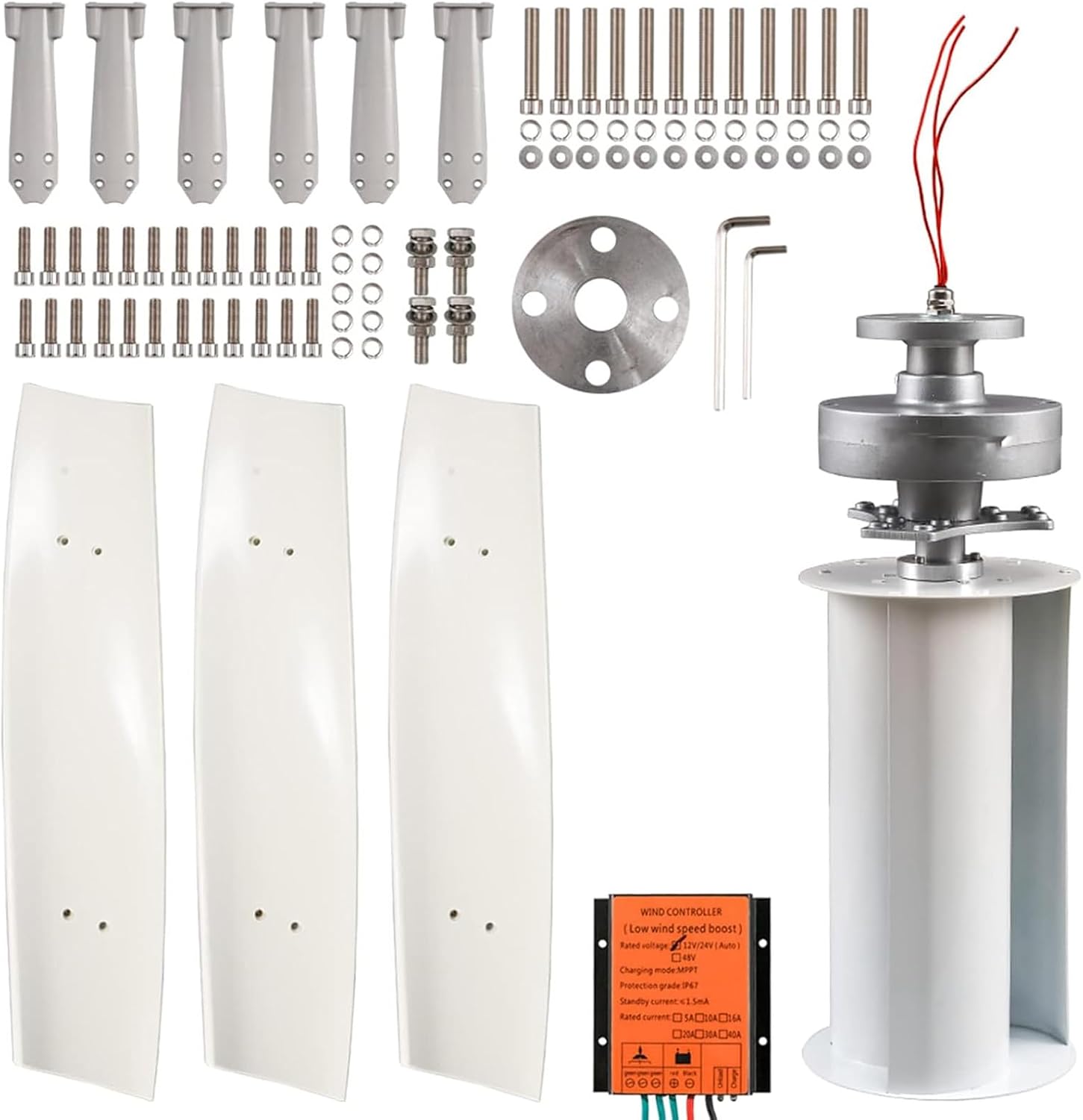 Vertical Wind Turbine Generator Wind Turbine Kit 3000W/8000W 12V 24V 48V 3 Phase AC Permanent Magnet Generator with Controller for Marine RV Home Industrial Energy,8000W-12V