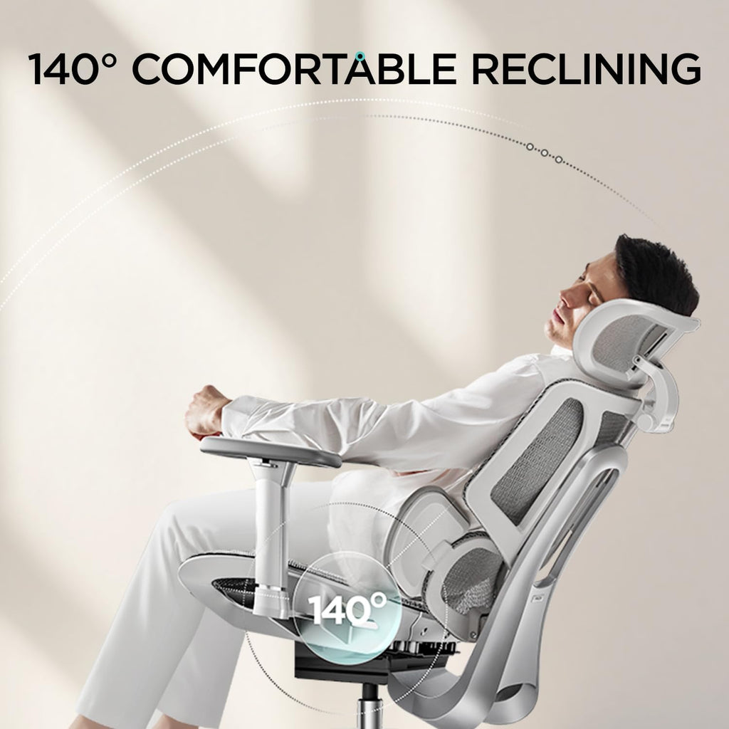 Hbada E3 Air Ergonomic Office Chair, Big and Tall Office Chair - with 3-Zone Dynamic Lumbar Support, 3D Adjustable Headrest, 3D Adjustable Armrests, Swivel, Grey(No Footrest)
