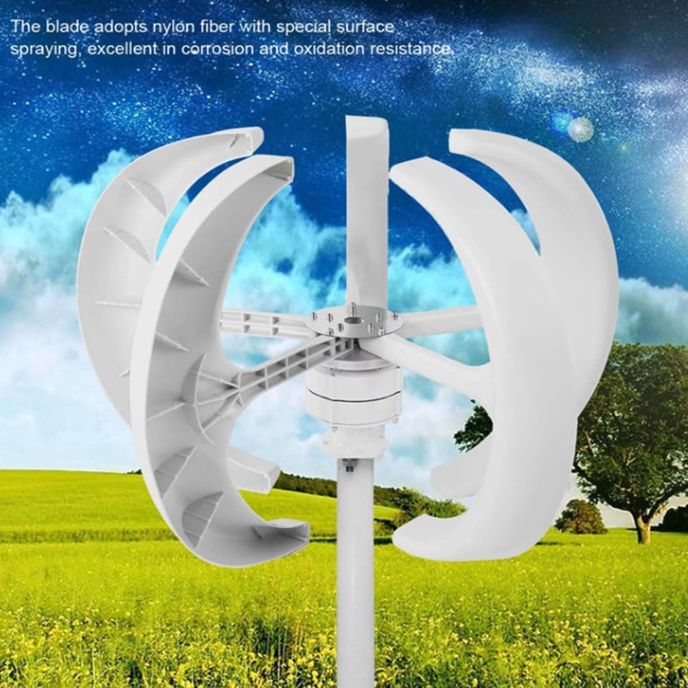 48V,HYZHANHONG 5 Blades Vertical Axis Wind Turbine Generator Kit,3000W 12V/24V/48V/220V Lantern Type Wind Turbine Free Energy Windmill Home Permanent Magnet Generator(White)
