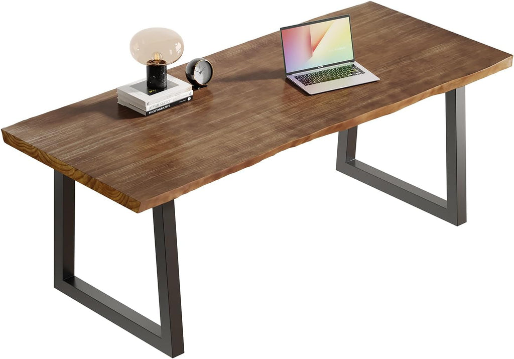 Sihtengxxhongs Solid Wood Computer Desk,Rustic Style 55-inch Large Office Desk- Modern Gaming Working for Home Office, Modern Simple Design, Ideal for Study, Writing, Dining