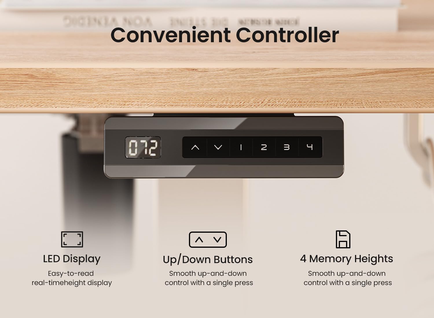 BANTI 55 × 28 Inches Standing Desk, Ergonomic, Electric Height Adjustable, Sit and Stand Up, Computer Office Desk with Splice Board, White Frame/Maple Top
