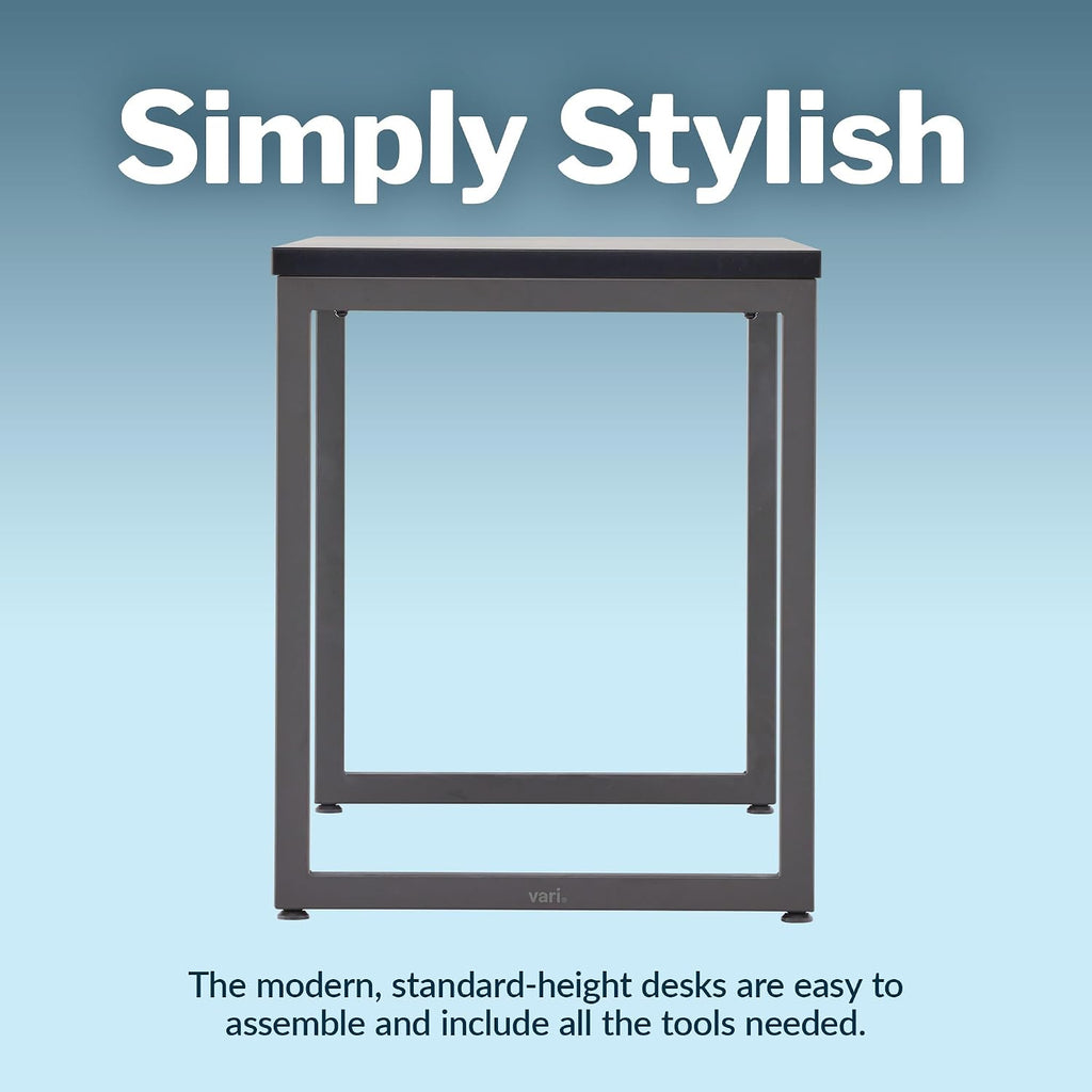 Vari Table 60x24 - Modern Computer Desk with Durable Laminate Finish and Slim Legs - Ideal for Gaming, Home, or Office - Stand-Alone Workstation or Corner Side Table - Black
