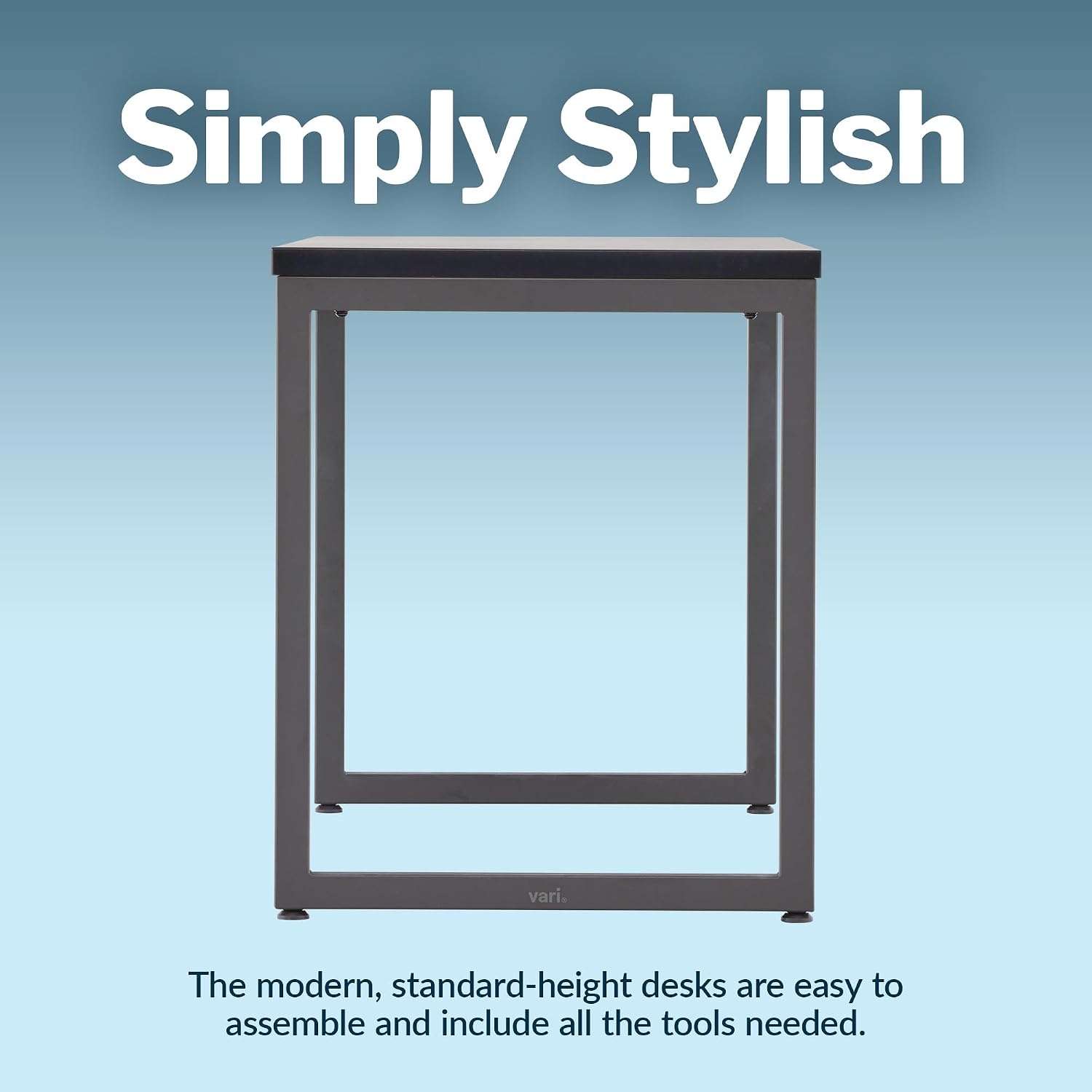 Vari Table 60x24 - Modern Computer Desk with Durable Laminate Finish and Slim Legs - Ideal for Gaming, Home, or Office - Stand-Alone Workstation or Corner Side Table - Black