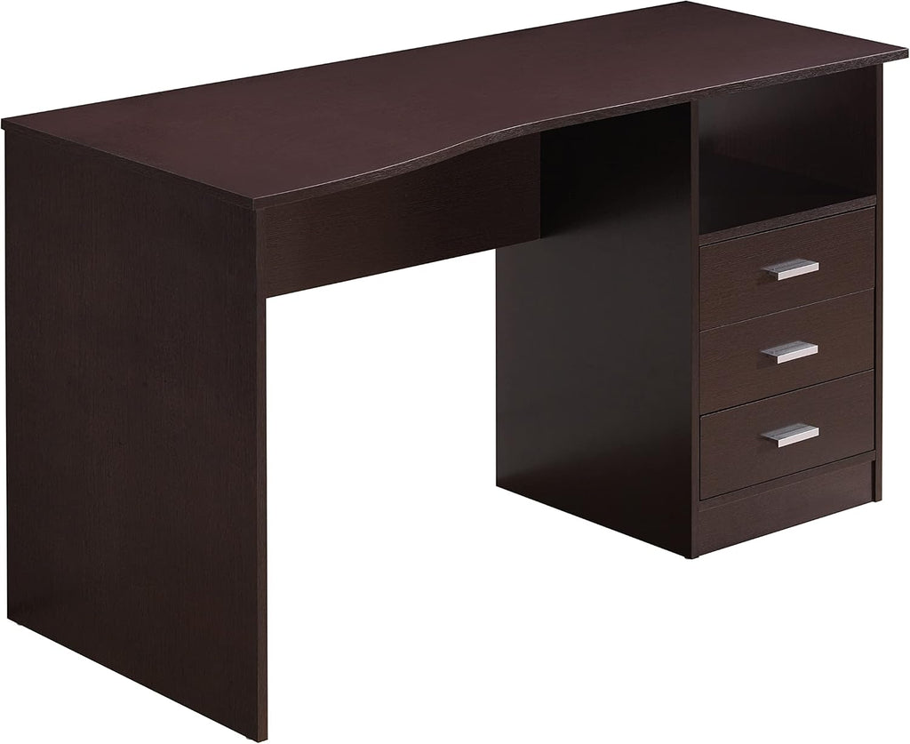 Techni Mobili 51' Classic Computer Desk with Drawers, 3-Drawer Home Office Desk with Storage (Brown)
