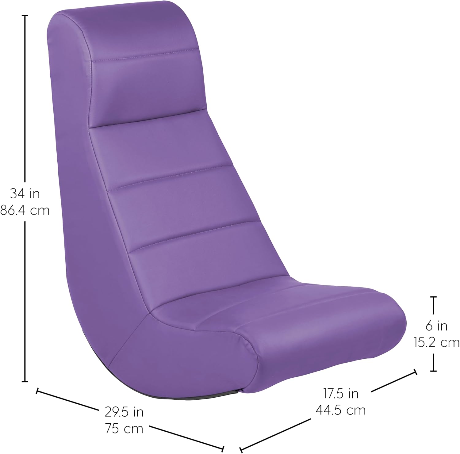 Factory Direct Partners Soft Ergonomic Horizontal Soft Floor Video Rocker - Cushioned Ground Chair Great for Reading, Gaming or Watching TV for Kids, Teens and Adults - Purple, 10498-PU