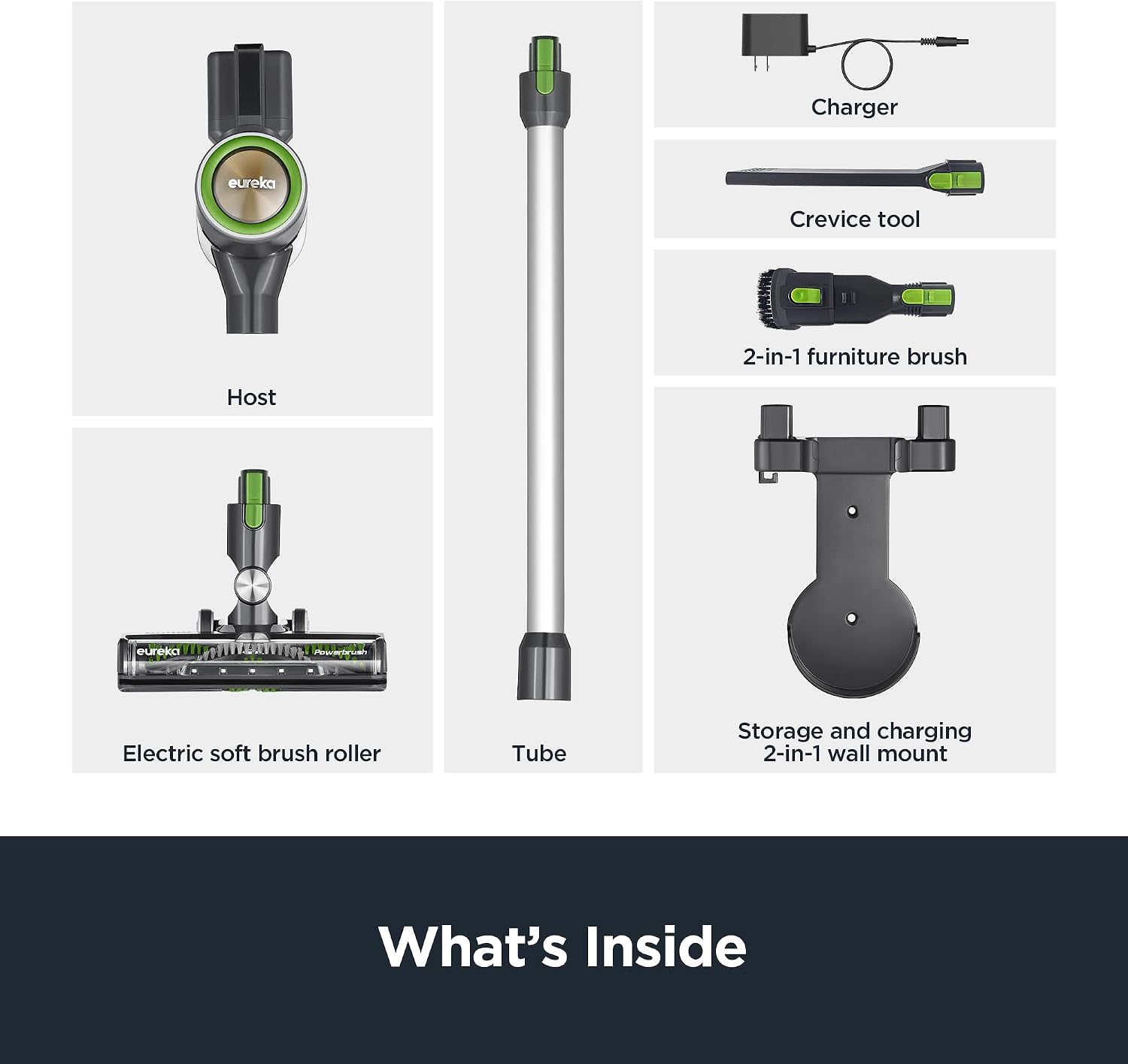 Eureka Lightweight Cordless Stick Vacuum Cleaner Convenient for Hard Floors, Rechargeable Handheld Vacuum Cleaner Portable with Powerful Motor Efficient Suction, RapidClean Ultra NEC370GR, Moss Green