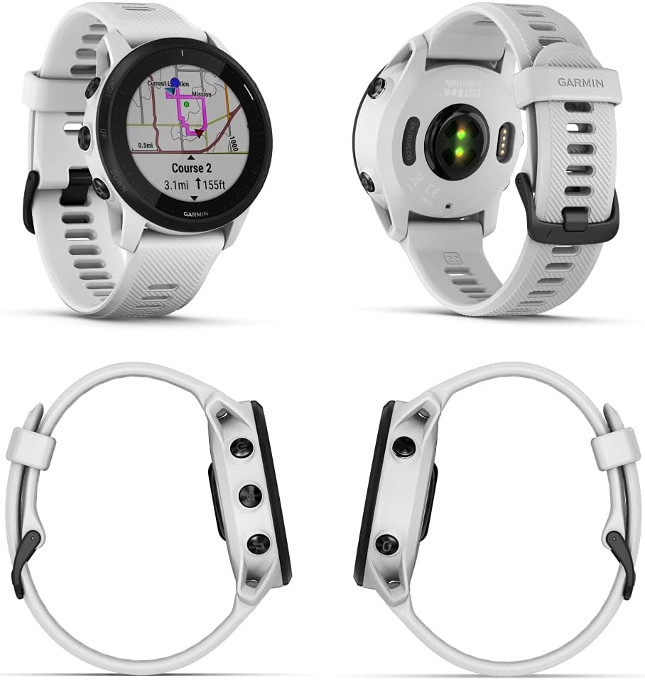 Garmin Forerunner 945 LTE Premium GPS Running/Triathlon Multisport 44 mm Smartwatch with LTE Connectivity, Whitestone White Earbuds Power Bundle
