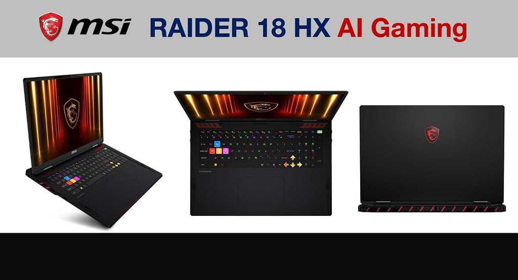 msi Raider 18 HX AI Gaming Laptop 18' 120Hz Mini LED 4K Display (Intel Ultra 9-285HX, GeForce RTX 5080, 64GB DDR5, 2x2TB SSD, Copilot, FP Reader, Thunderbolt 5, Win11Home) w/Dockztorm Hub