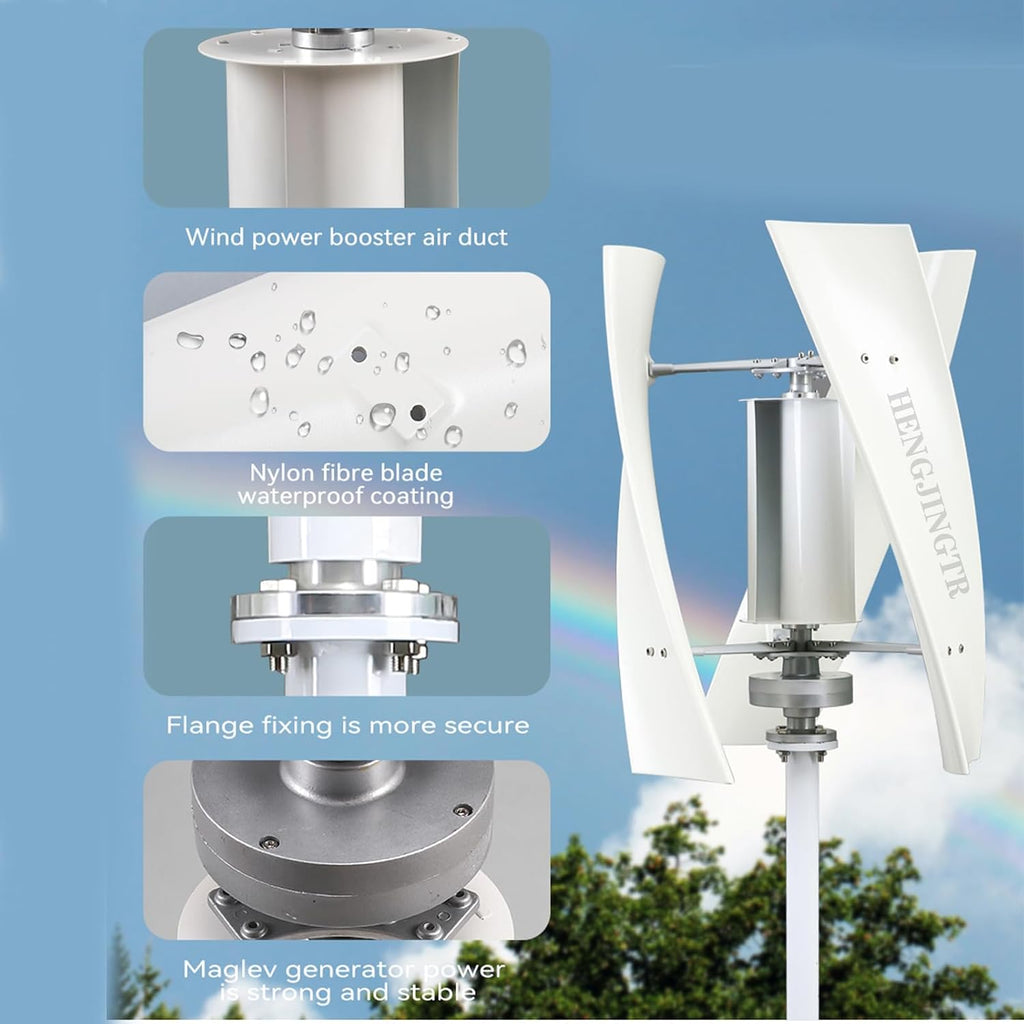 3000W Vertical Wind Turbine Generator, 12V- 48V Wind Turbine Generator Kit with MPPT Controller for Home Camping,3 Blades